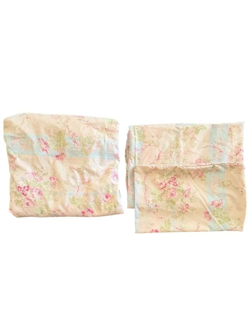 Cottage Core Sheet Set Cabbage Rose Stripe Delicate Pale Pink 3 Piece Twin Size